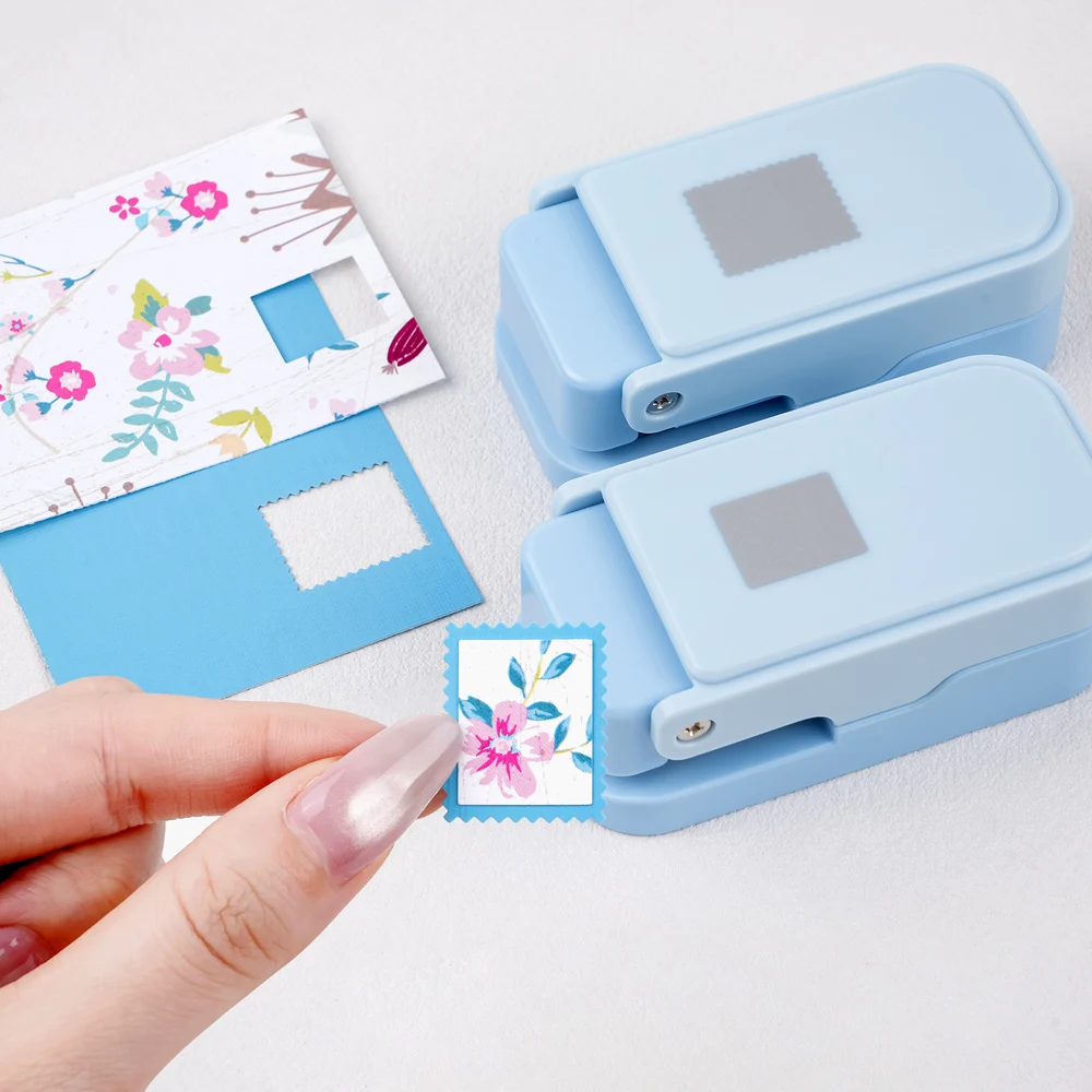 Postage-Stamp Rectangle Paper Punch for Junk Journal&Scrapbooking,Layering Rectangular Craft Punche Precision Alignment for Card