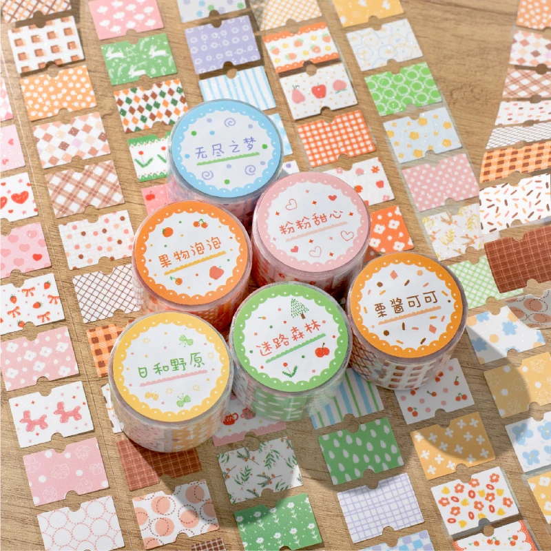 Kawaii Sparkling Sand Floral Label Sticker Tape Creative Collage Handmade Journal DIY Diary Album Scrapbook Aesthetic Stickers