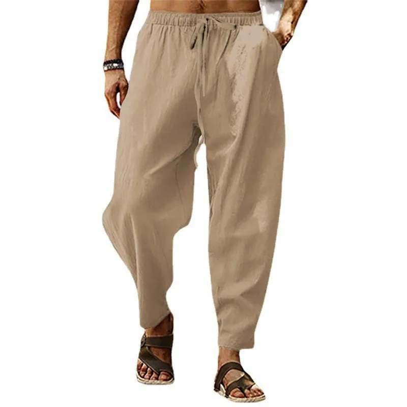 

plus Size Men's Casual Pants Loose Fit Straight Leg Cotton Linen Summer Wear Comfortable Breathable mid Waist Trousers