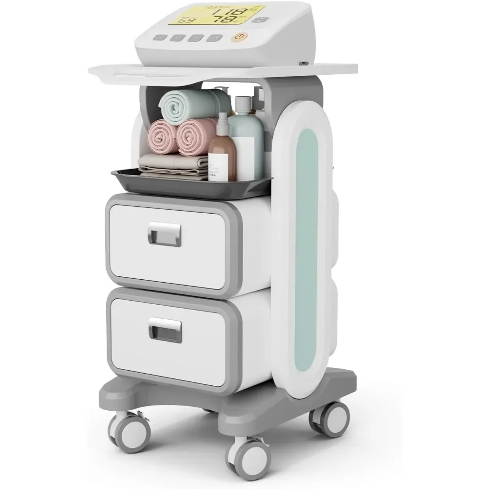 

Mobile Ultrasound Cart with Wheels, Medical Car with 2 Large Drawers Ultrasound Imaging Scanner Vehicle Rolling Utility Cart