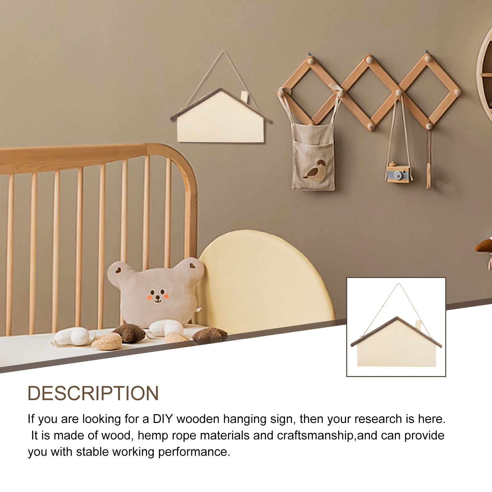 

Unfinished Wood Sign Blank Hanging Wooden Plaque for DIY Creative Crafts Home Decoration Wedding Bar Coffee Shop Display