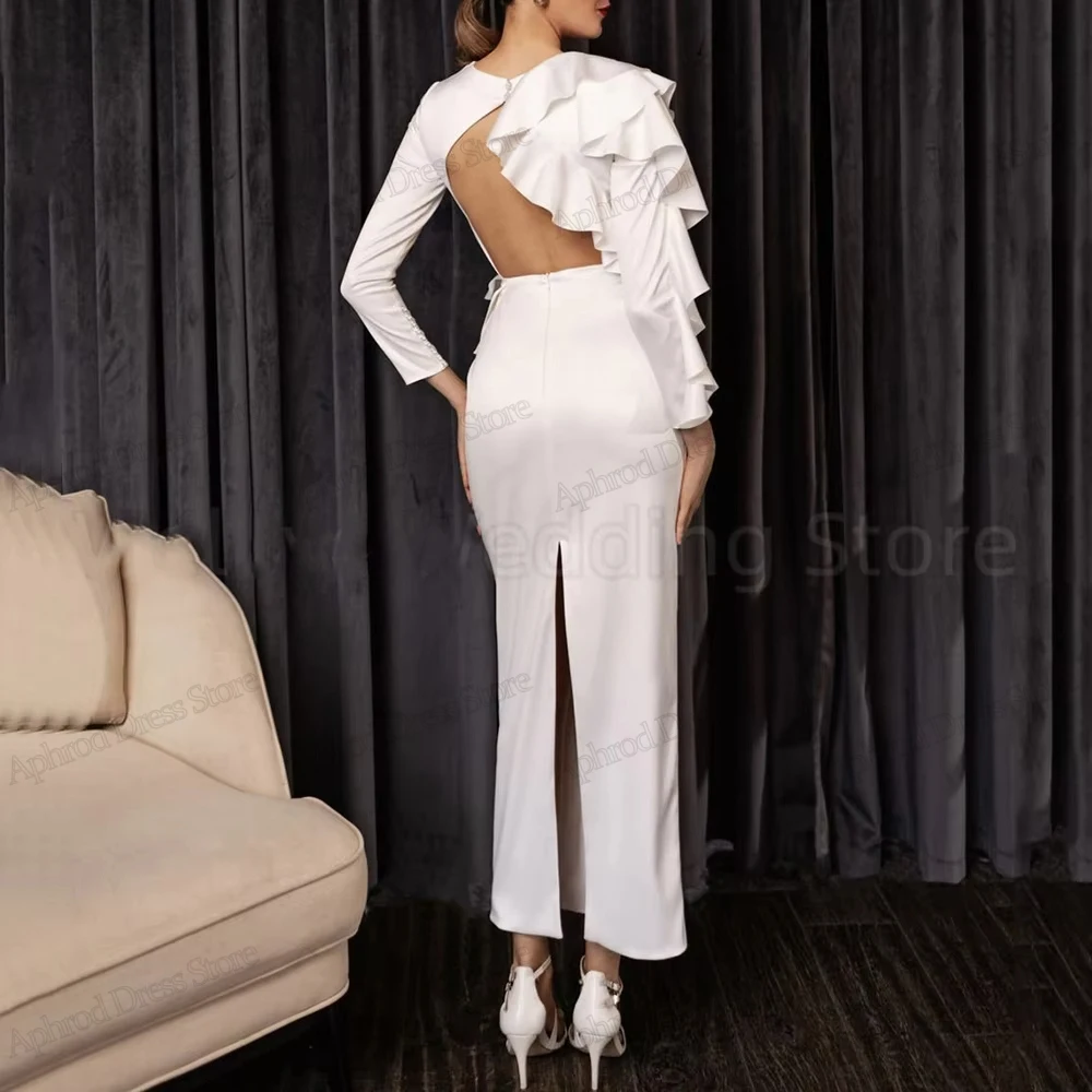 Modern Wedding Dresses Satin Bridal Gowns Full Sleeves Robes For Formal Party Elegant V Neck Vestidos De Novia Customized 2026