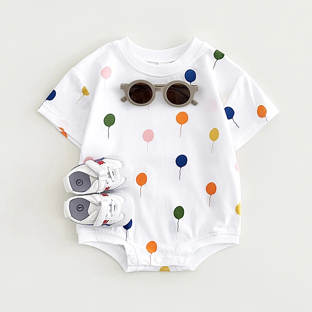 Baby Girl Clothes Bodysuits Newborns One-pieces Comfortable Baby Jumpsuits Balloon Print Short Sleeved Summer Baby Romper 0-18M