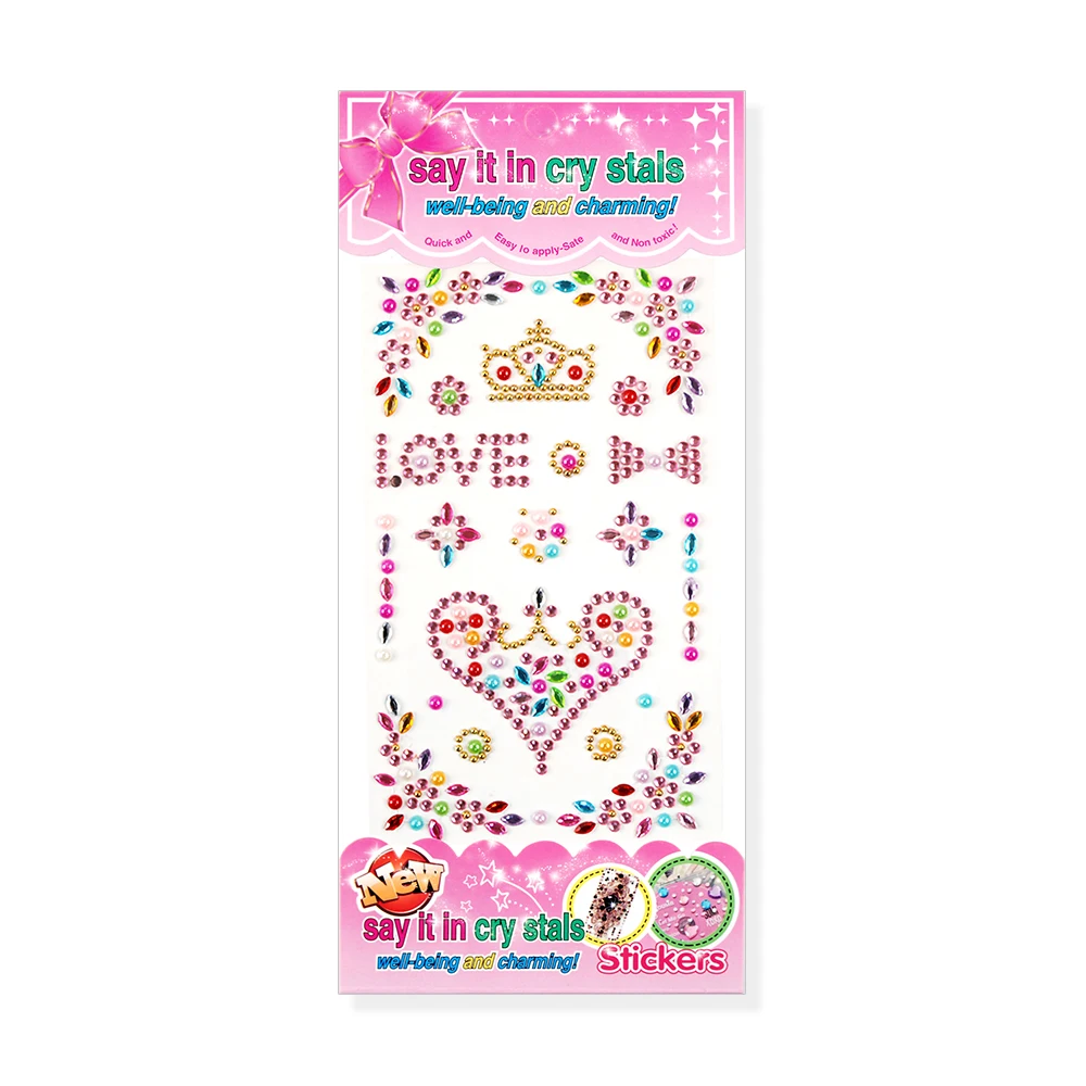 3D Self-adhesive Colorful Sticker Crystal Heart Moon Butterfly Shape Rhinestone Sticker For Woman DIY Decorations