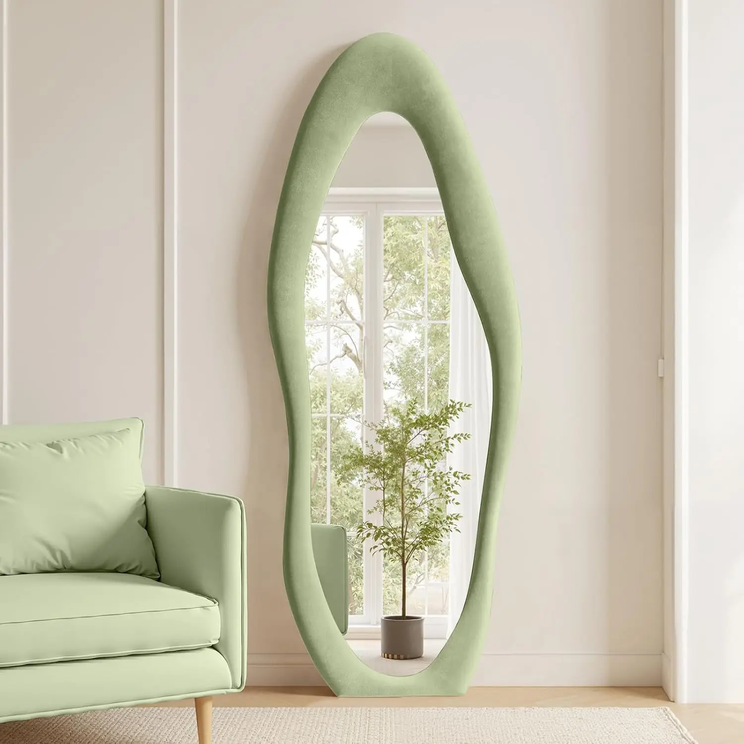 

Зеркало напольное B2B, большое, нестандартной волнообразной формы, 24x63, в деревянной раме, для производителей мебели