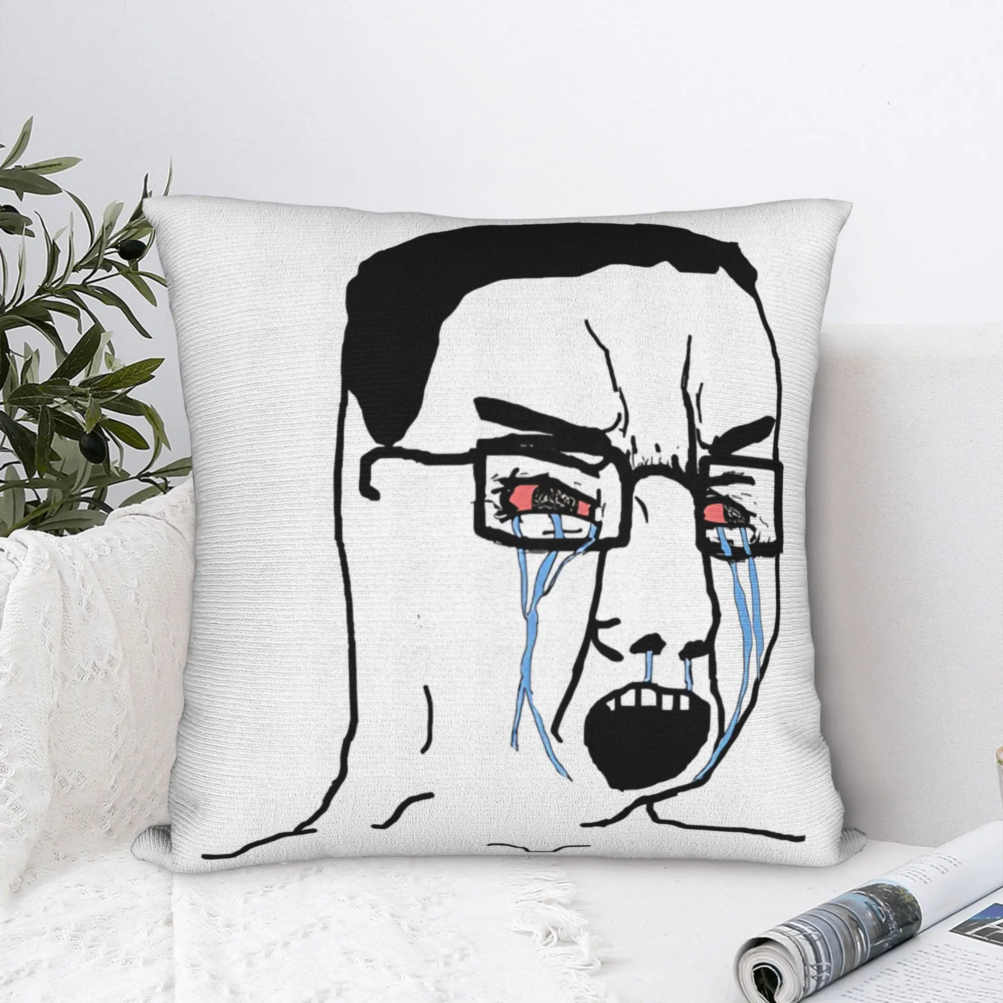 Chudjak Chud Sad and Angry Wojak  Square Pillowcases Polyester Sofa  Cushion Cover Cute Decor Pillow Cover 40*40