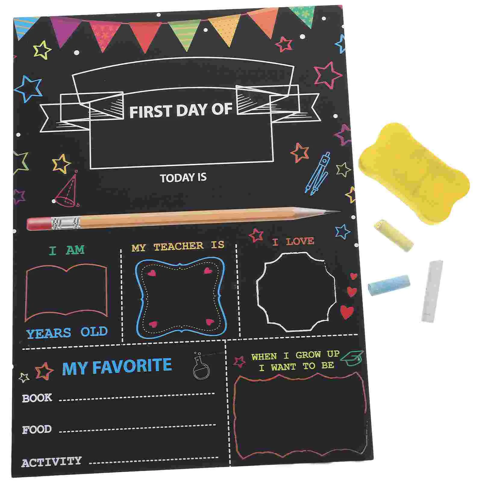 

Double Sided Blackboard First Day of Preschool Sign Kids Tools Chalk Children Accessory Small Decor