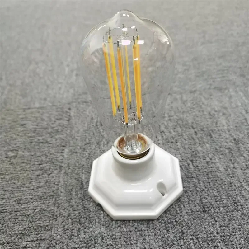 Wall Mounted E27 E26 Octagonal Vintage Ceramic Light Head Edison Lamp Holder Retro High Temperature Bulb Table Lamps