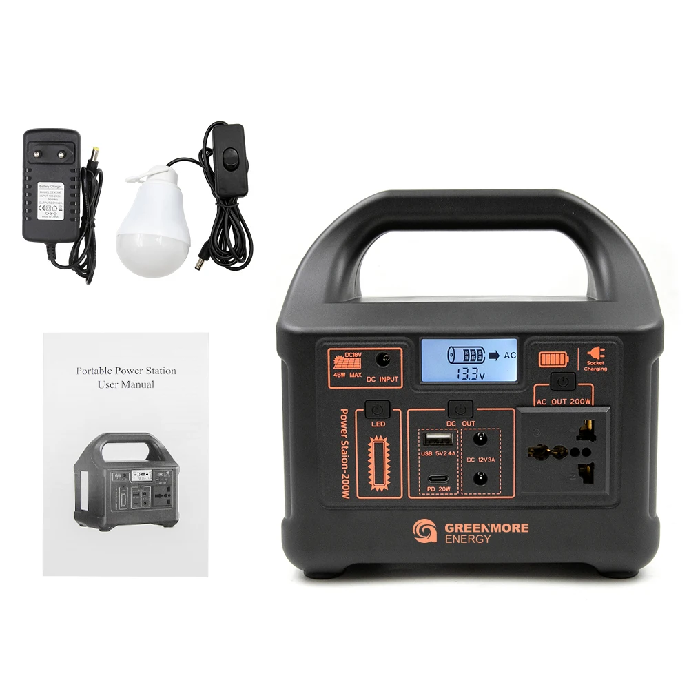 200W Outdoor Camping Backup Power Enerador Solar Portatil Rechargeable Electric Portable Solar Generator Mini Power Station