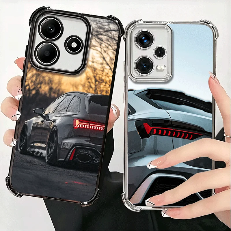 Funda Protectora para Teléfono con Diseño de Auto Deportivo A-Audis R-RS para Xiaomi Redmi Note 14 15 Pro Plus 13 12 11S 11T 5G 10 9S 9, con Recubrimiento Anti-Caídas