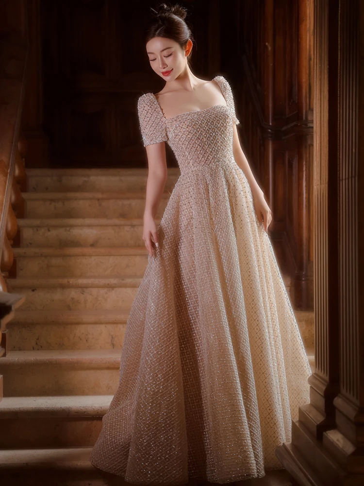 

Вечернее платье в стиле Одри Хепберн для свадебного приема и банкета, с завышенной талией, А-силуэт, от XueBaoLian