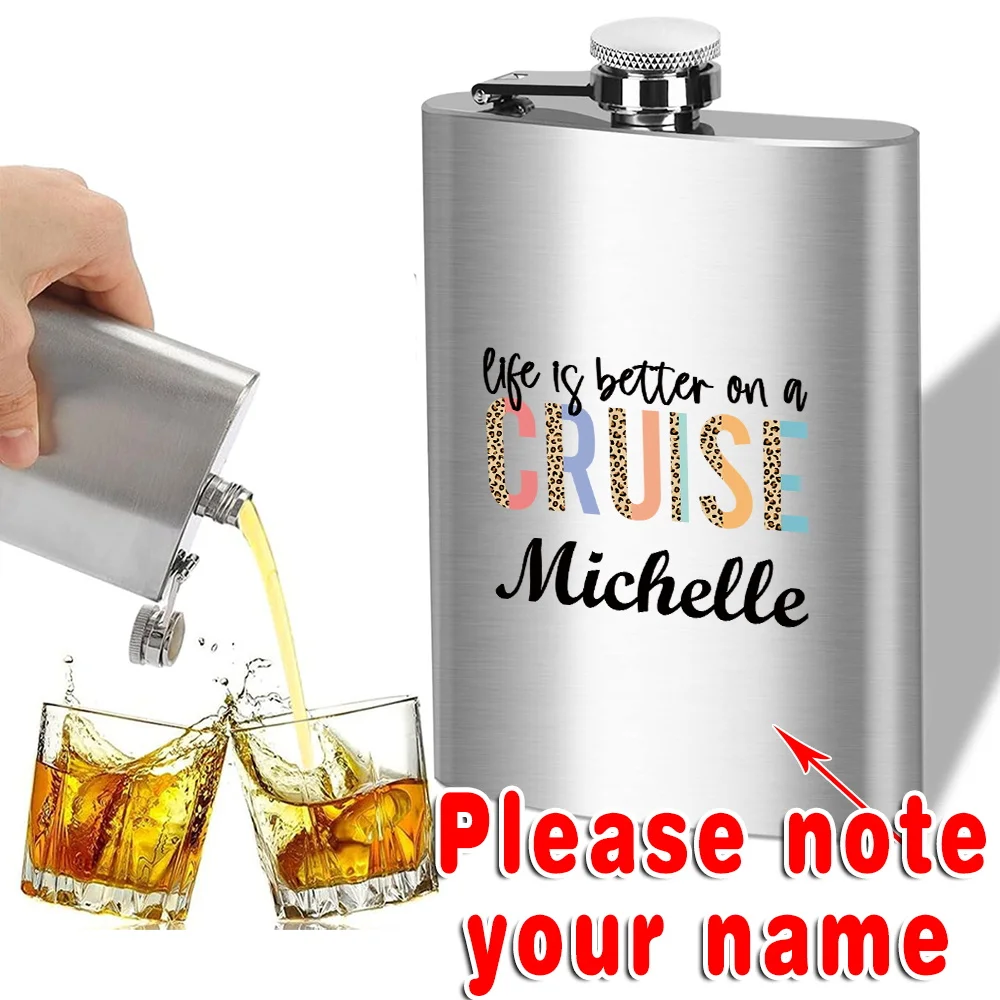 

Customized Name 8oz Hip Flask Stainless Steel Wine Pot Bottle Metal Liquor Container Travel Whiskey Vodka Organizer Drinker Gift