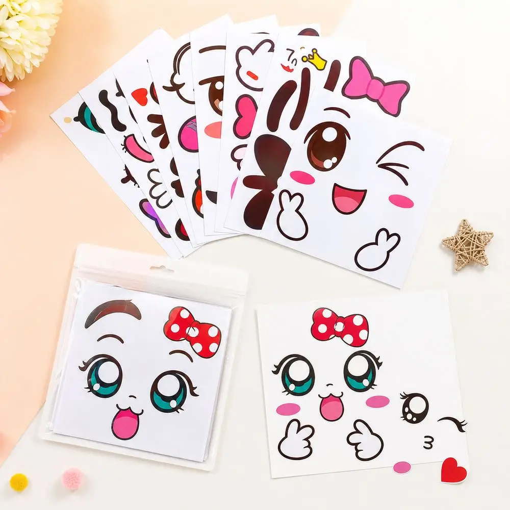 9PCS/Set Self Adhesive Pregnancy Belly Stickers Peel and Stick Cute Expressions Maternity Belly Stickers Multicolor