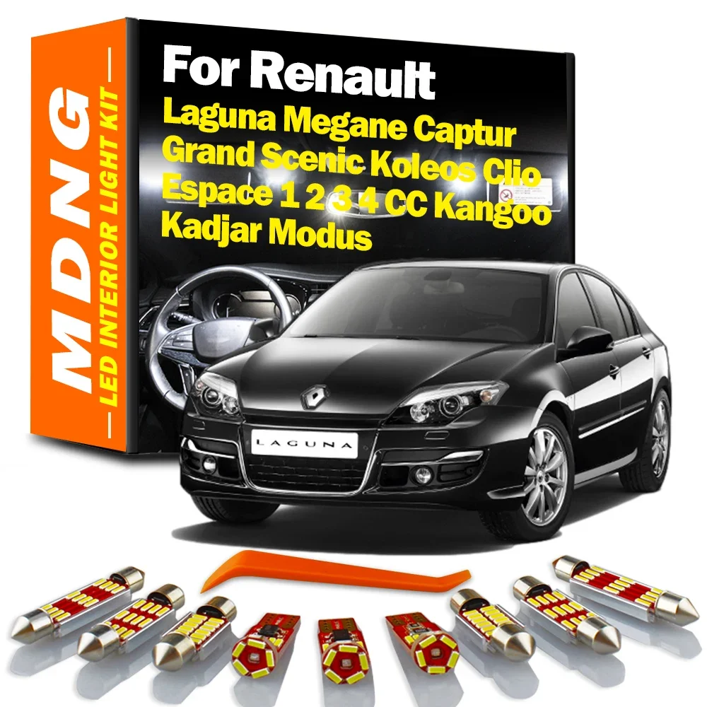 For Renault Laguna Clio Grand Scenic Megane Espace 1 2 3 4 CC Kangoo Koleos Captur Modus Kadjar LED Interior Light Kit Car Bulbs