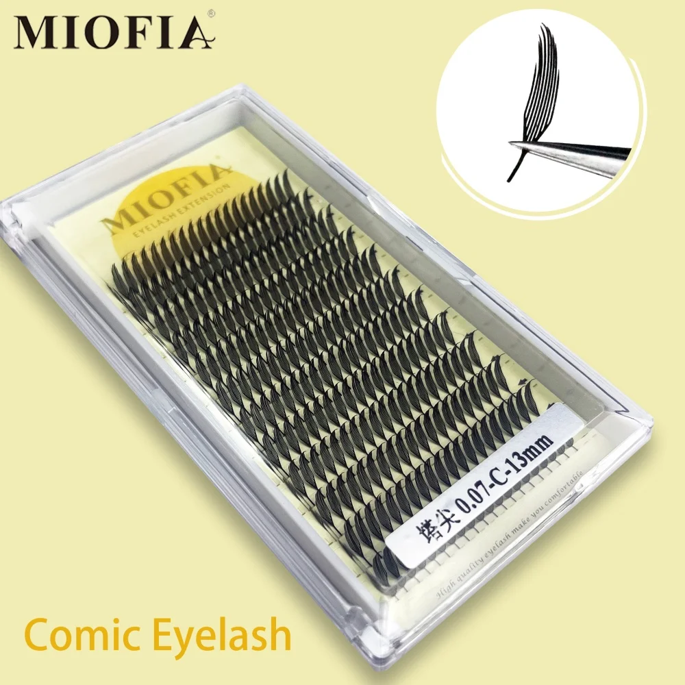 MIOFIA برج العلوي ريشة شكل رمش تمديد هزلية الطبيعية خفيفة الوزن الرموش الصناعية قبل الصنع المشجعين جلدة لأداة ماكياج