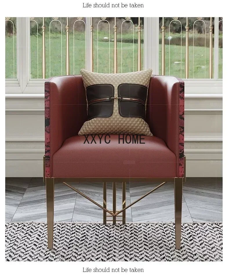 

КитайМебельная фабрика и производственная мебели, современная легкая роскошная кожа, одиночный диван из нержавеющей стали