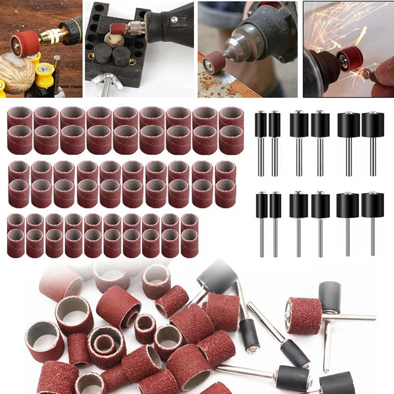 ABAE-132 Pieces Sanding Drum Set,120 Pieces Aluminum Oxide 120Grit Drum Sander Sanding Sleeves And 12 Pieces Drum Mandrels