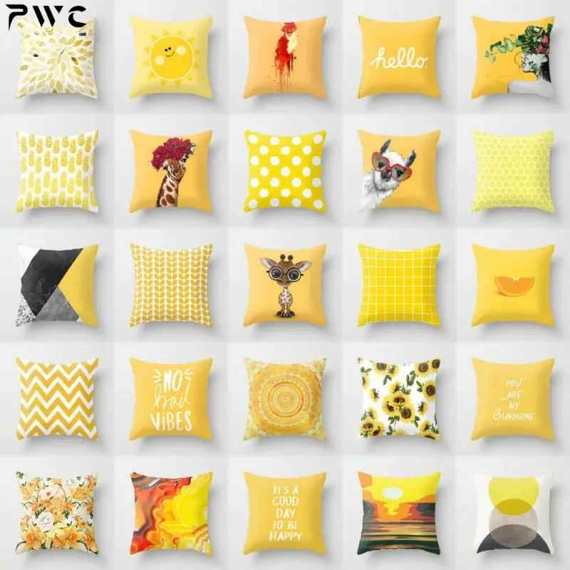 

45cmx45cm Geometric Yellow Love Giraffe Pillowcase Decorative Cushion for Car Sofa Home Decoration Wholesale