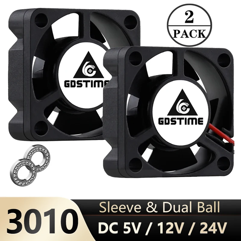 

2Pcs Gdstime 30mm 3d printer fan 3010 30X30X10MM 3cm ball bearing Graphics card fan Cooler Cooling axial fan