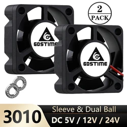 2Pcs Gdstime 30mm 3d printer fan 3010 30X30X10MM 3cm ball bearing Graphics card fan Cooler Cooling axial fan