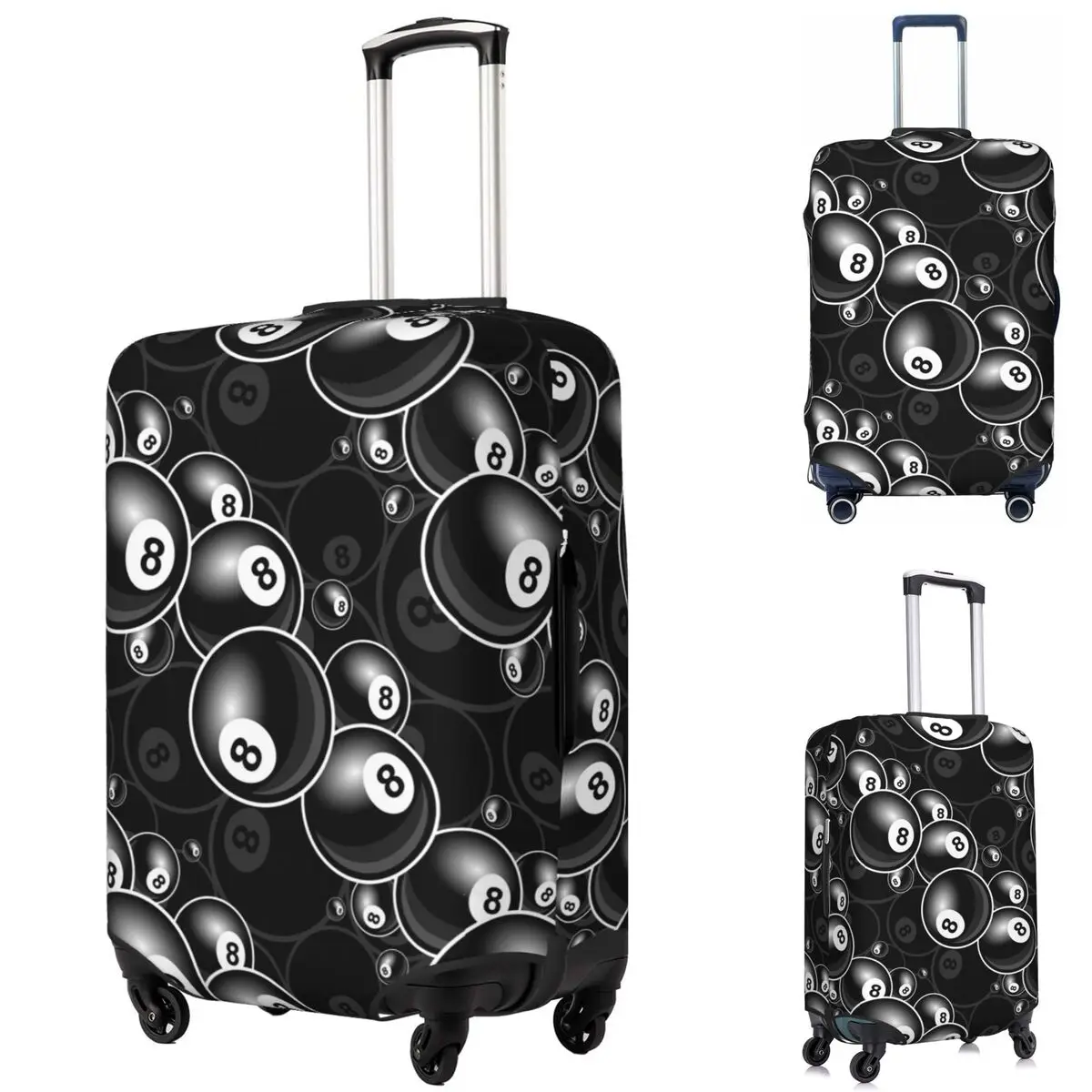 

Billiards Black 8 Ball 8-Ball Black And White Suitcase Cover Protection Elastic Travel Luggage Protector Covers for 18-32 Inch