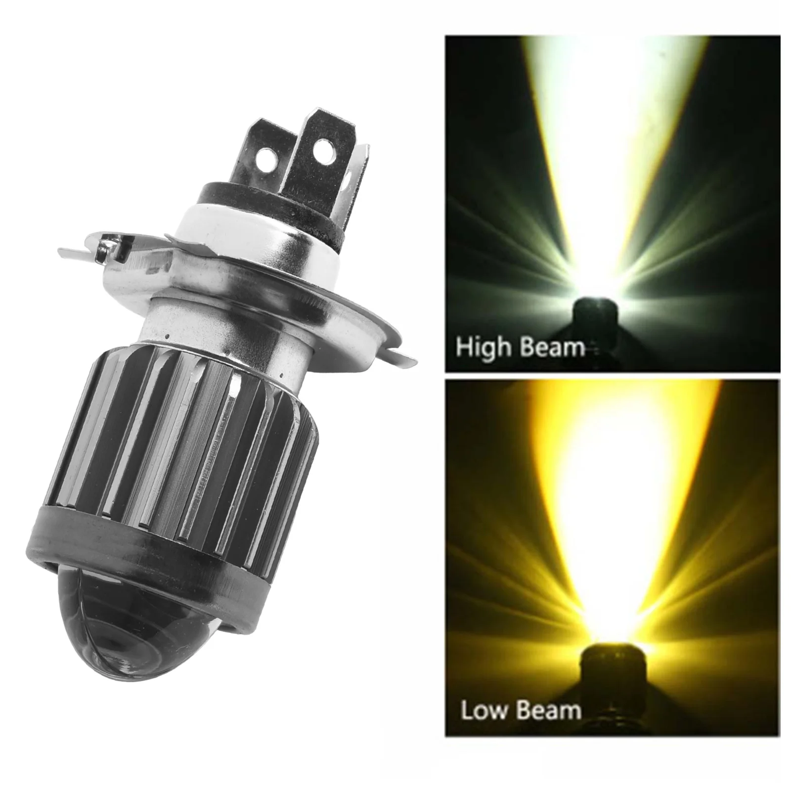 

H4 For Moto Led Motorcycle Headlight Bulbs Dual Color Beam Fog Lamp Lens White Yellow Beam Motorbike Scooter Running Light