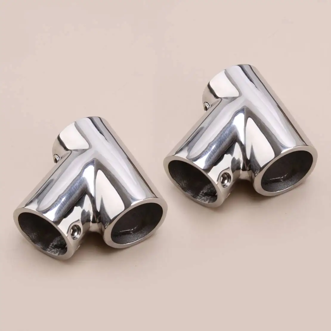 

2Pcs Stainless Steel Hardware Boat Hand Rail 60 Degree Tee Fittings for 22mm 7/8" Pipe