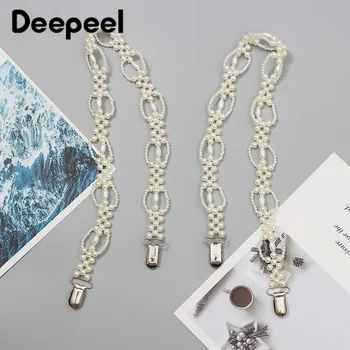 Deepeel Neue 1Pairs 69*2cm Mode Perle Kette Dekoration Hosenträger Einstellbare Hosen Perle Strap Weibliche Taille Korsett Hosenträger