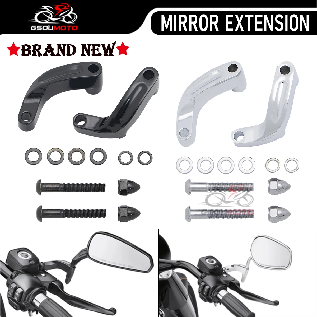 Motorcycle Parts Mirror Relocation Extension Adapter Kit For Harley Dyna Super Glide Low Rider Fat Boy Softail Switchback Slim