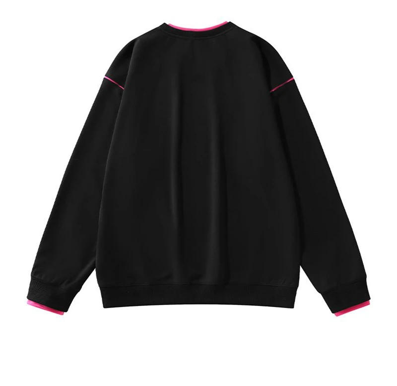 New Arrivals for Spring  Autumn Street Style Plus Size Men Color-Block Crewneck Long-Sleeve Loose Fake Two-Piece Top170kg10XL