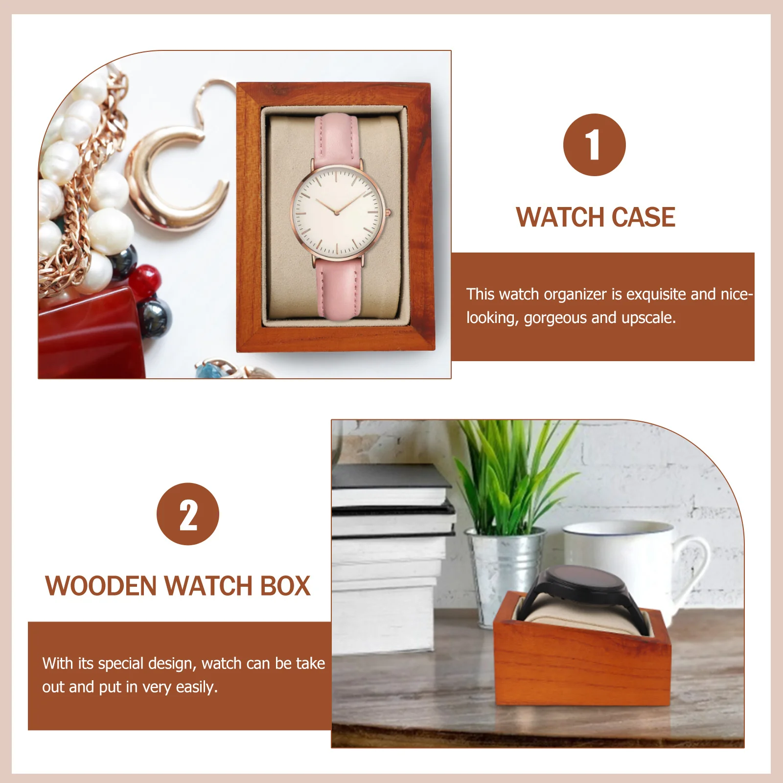 

Watch Case Organizer Wooden Storage Box Exquisite Design Easy Access Modern Look Protective Jewelry Holder Wood Watch Box