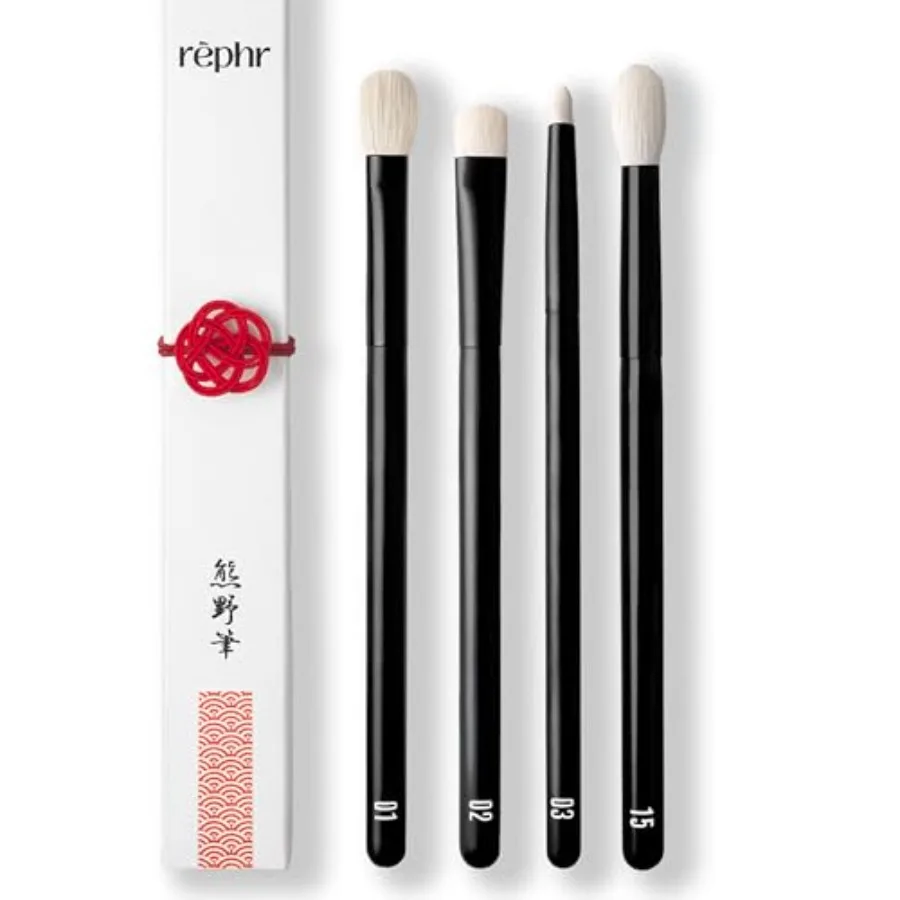 

The Core Eye Set 4 Handmade Japanese Makeup Brushes with Natural Goat Hair Essential Eye Brush Set for Blending Shading Crease