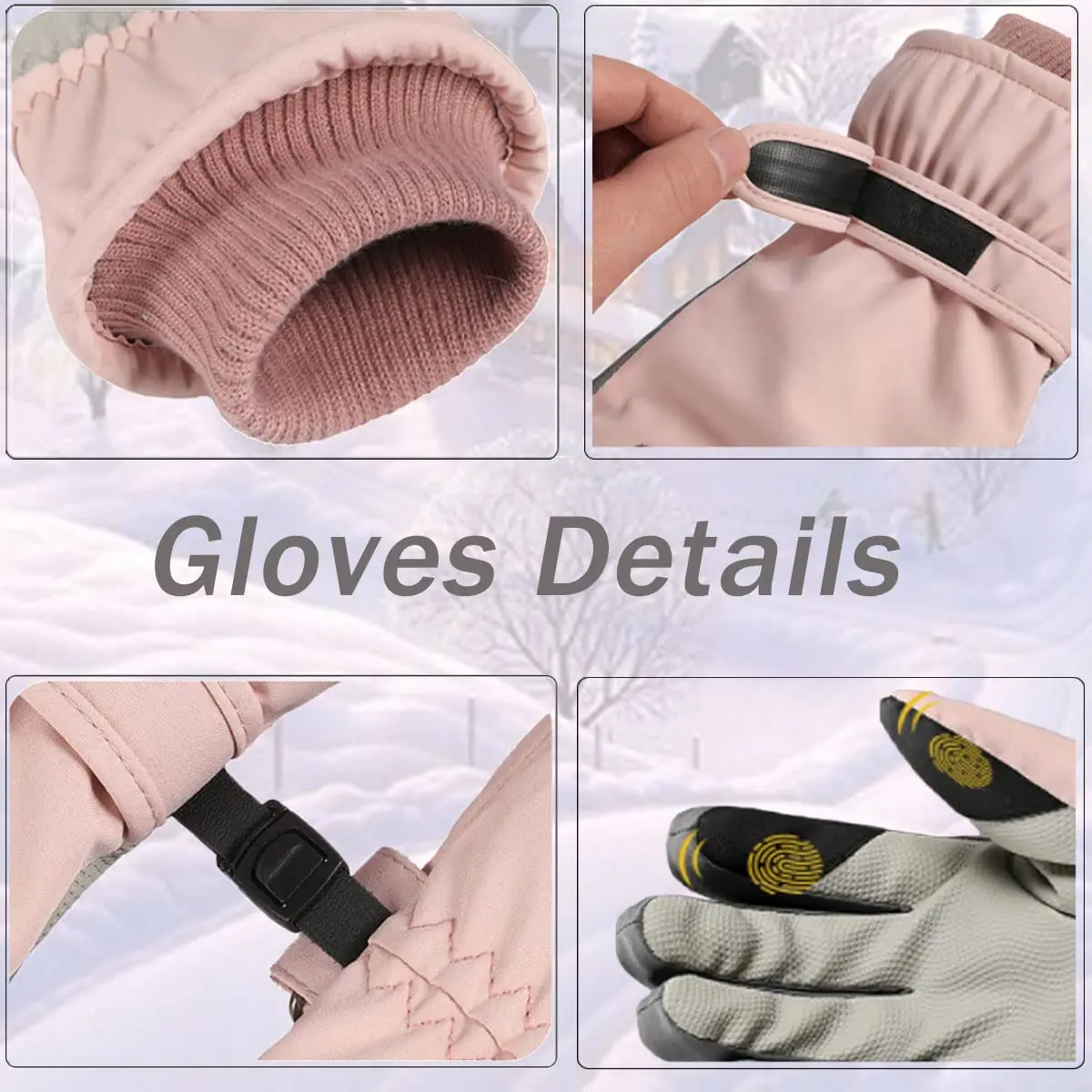 Snow Gloves for Women&Men - Waterproof Touchscreen Winter Warm Ski and Snowboarding Gloves