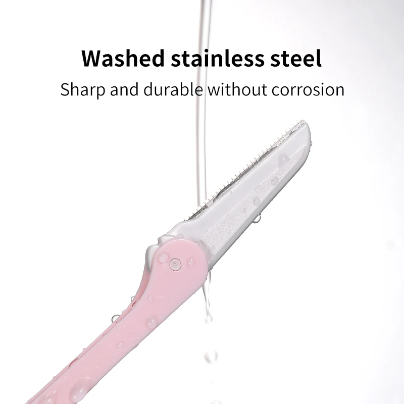 1 個追加 2 つの刃を追加メイクアップツール眉毛トリマーかみそり折りたたみ式トリミングナイフ保護カバー付き初心者にも安全