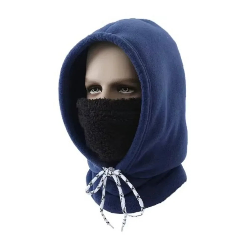 

Casual Thickened Hooded Neck Scarf Windproof Earflap Men 3 in 1 Cap Shaking Velvet Collar Soft Ear Protection Cap Fishing