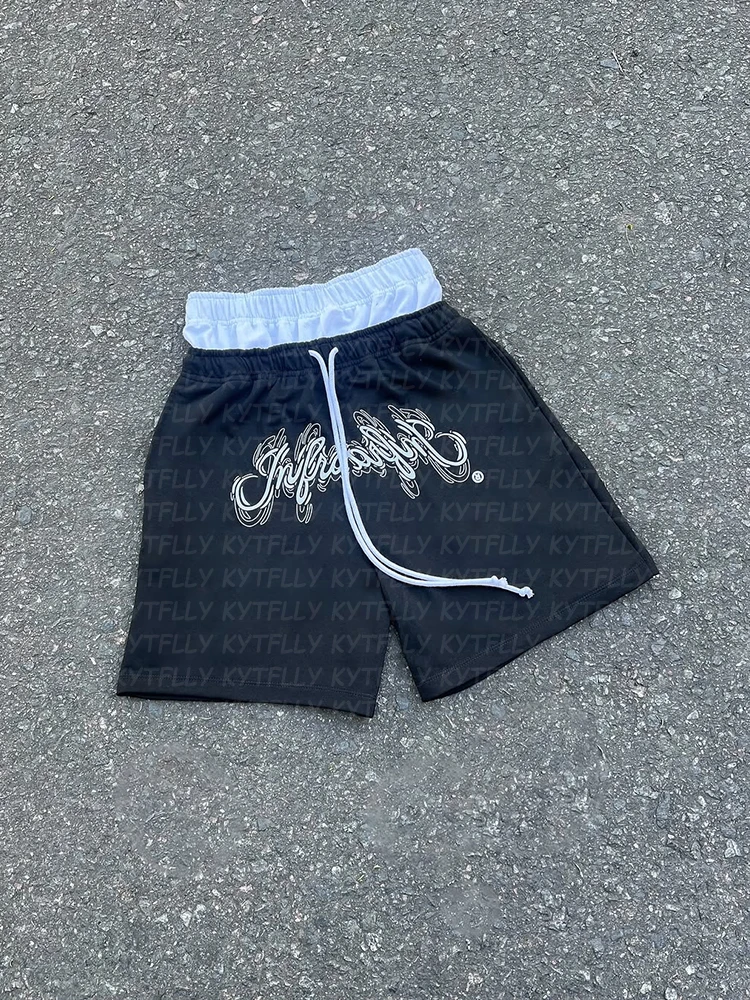 

Europe and America spring and summer new shorts street wind double waist design drawstring letter printing pattern fashion.
