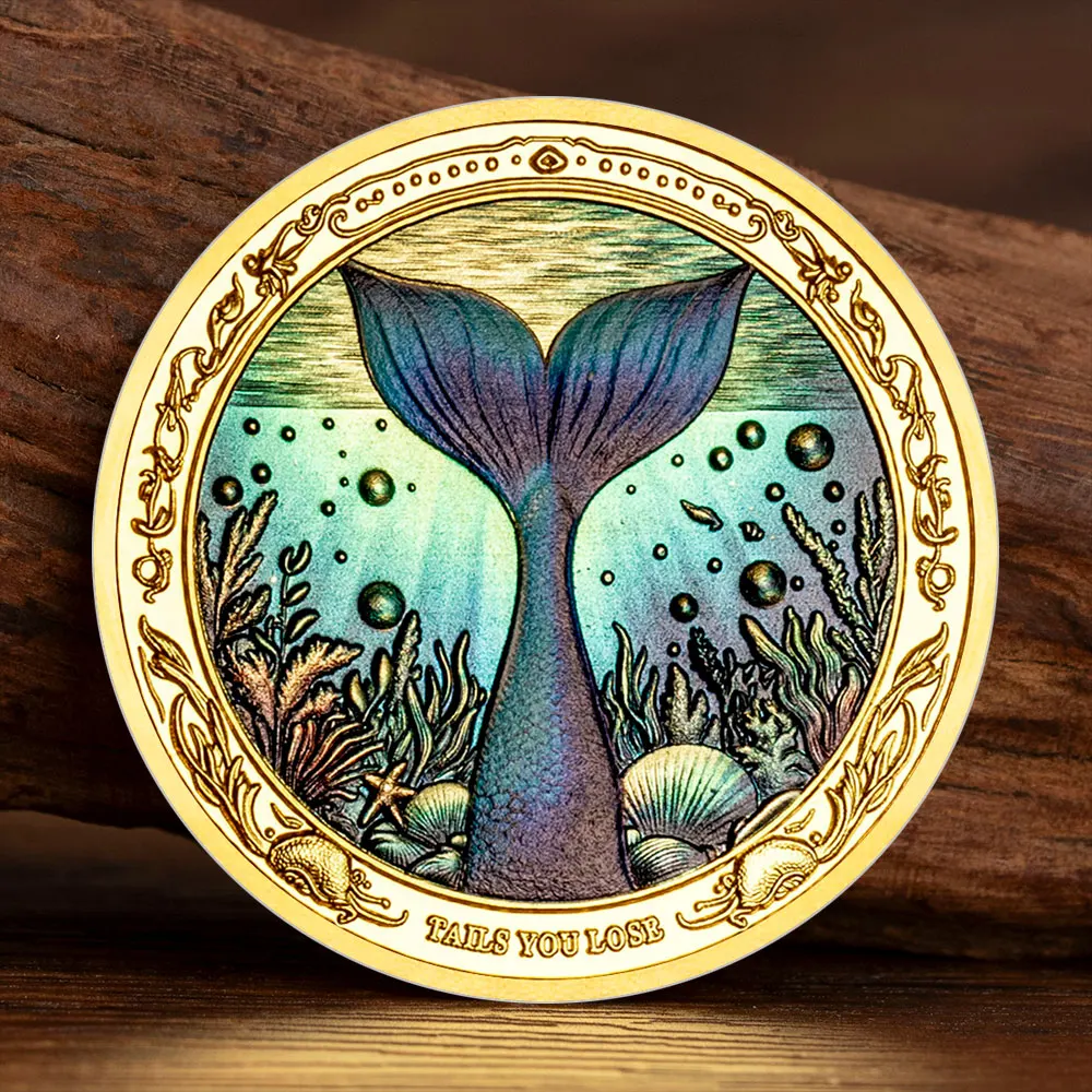 Mermaid Commemorative Coins Fairy Tale Mermaid Lucky Coin Commemorative Badges