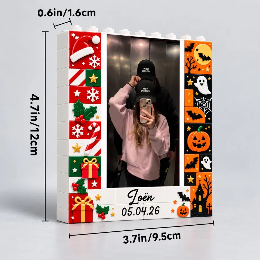 1PC Custom Photo Acrylic Display Stand Personalized Picture Frame Building Brick Compatible Christmas Halloween Couple Family Gi