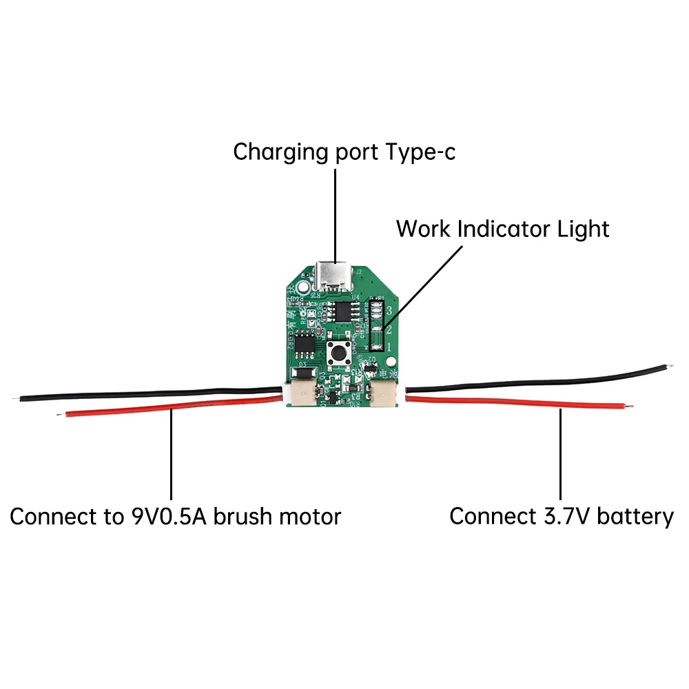 Type-C Micro USB Rechargeable Fan Control Board Brushless 3 Gears Adjustable Boost Board with Line Charge Protection Tool