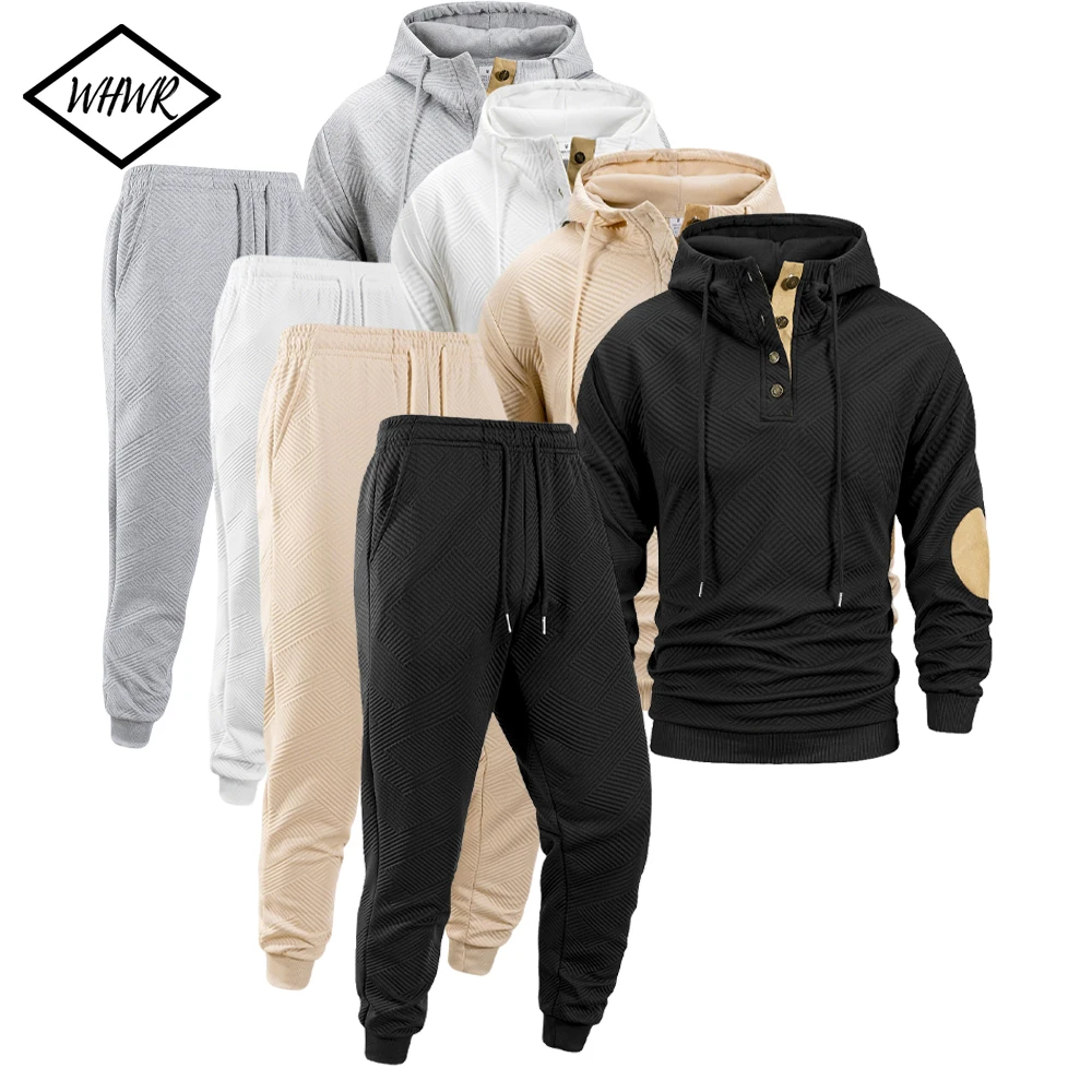 

Men's Casual Tracksuit Hooded Sweatshirt Pants 2 Piece Set Daily Jogging Men's Clothing Fashion Outdoors Sports Suit Streetwear
