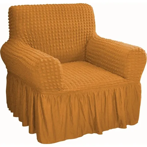 Bogda Gossamer Seat Sofa Cover Set Stretch Fitted Skirted Seat Sofa Cover (1 Double) Set Mustard