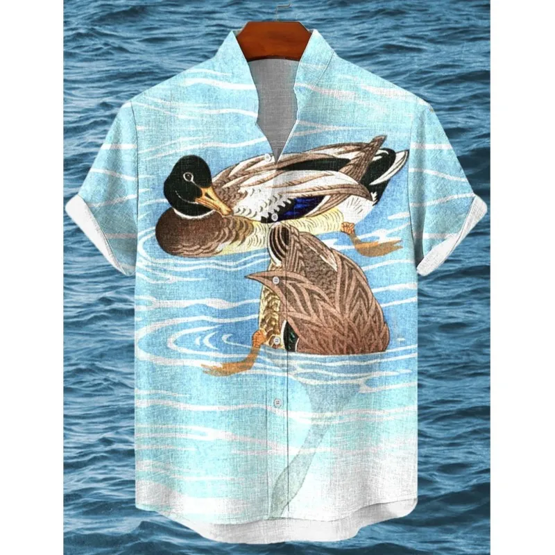 

Breathable Men's Shirt Art Illustration Printing Fashion Lapel Henry Hot Selling Fashion Cat 2025 Roupas Masculinas