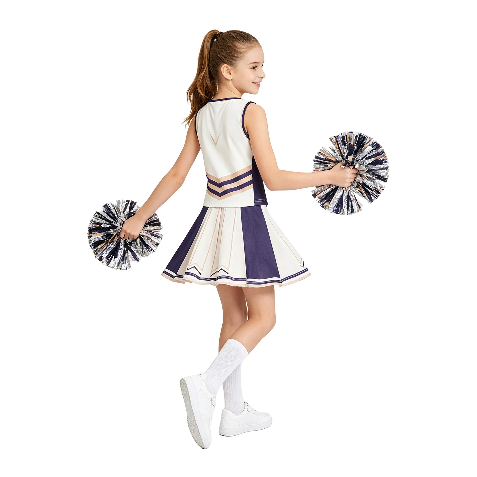 Mädchen Cheerleader-Kostüm Cheerleader-Kleid Rollschuh-Party-Tanzoutfit Schul-Cheerteam-Wettbewerbs-Tanzkleidung – Detail 15