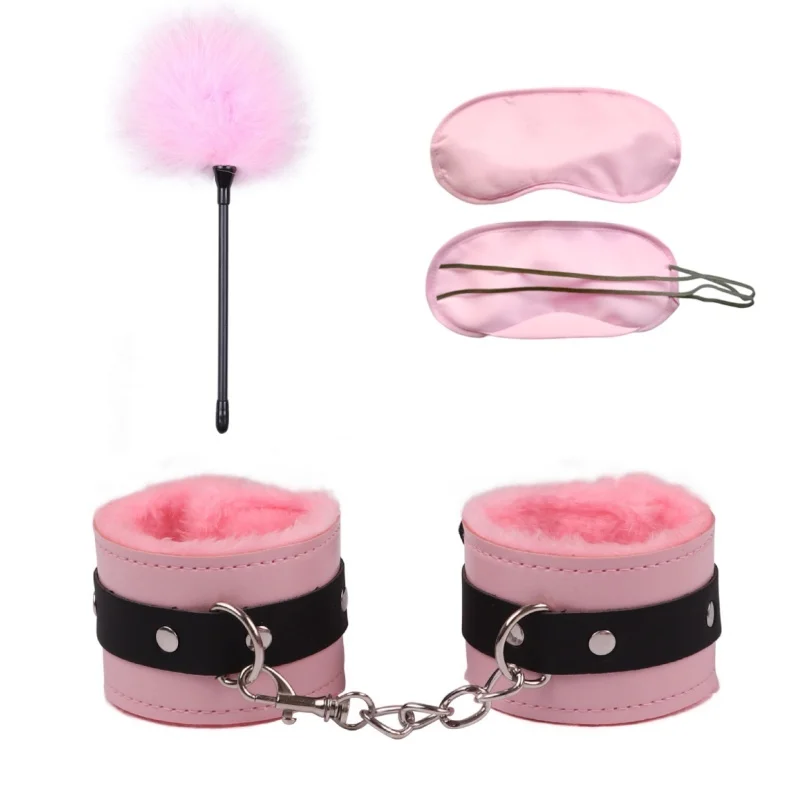 Sexy Leather Plush Bdsm Set Sex Toys For Couples Bondage Kit Handcuffs Flirt Feather Stick Exotic Accessories Erotic Adult Games