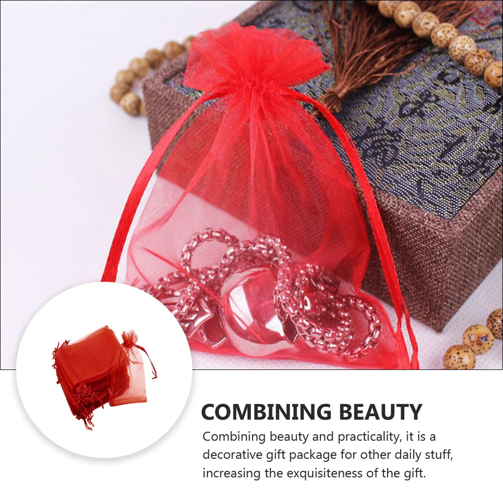 

100Pcs Portable Drawstring Gauze Bags Lightweight Jewelry Storage Pouches Gift Candy Wrapping Goody Bags Drawstring Pocket