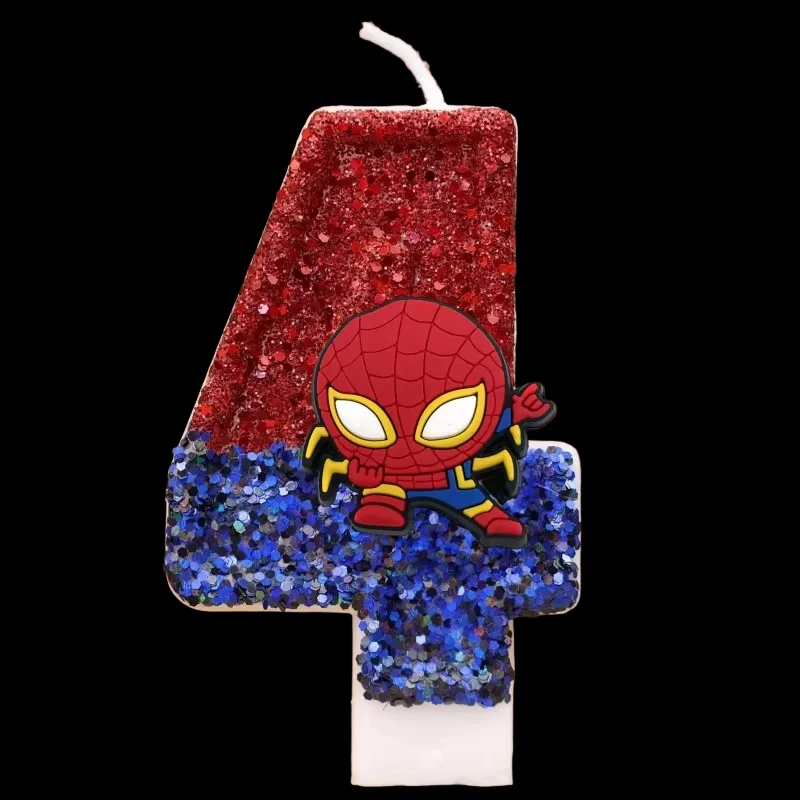 1 шт., милый супергерой, Человек-паук, забавная фигурка, узор свечи, От 0 до 9, вечерние, день рождения, свеча, украшение для торта, детский праздничный подарок