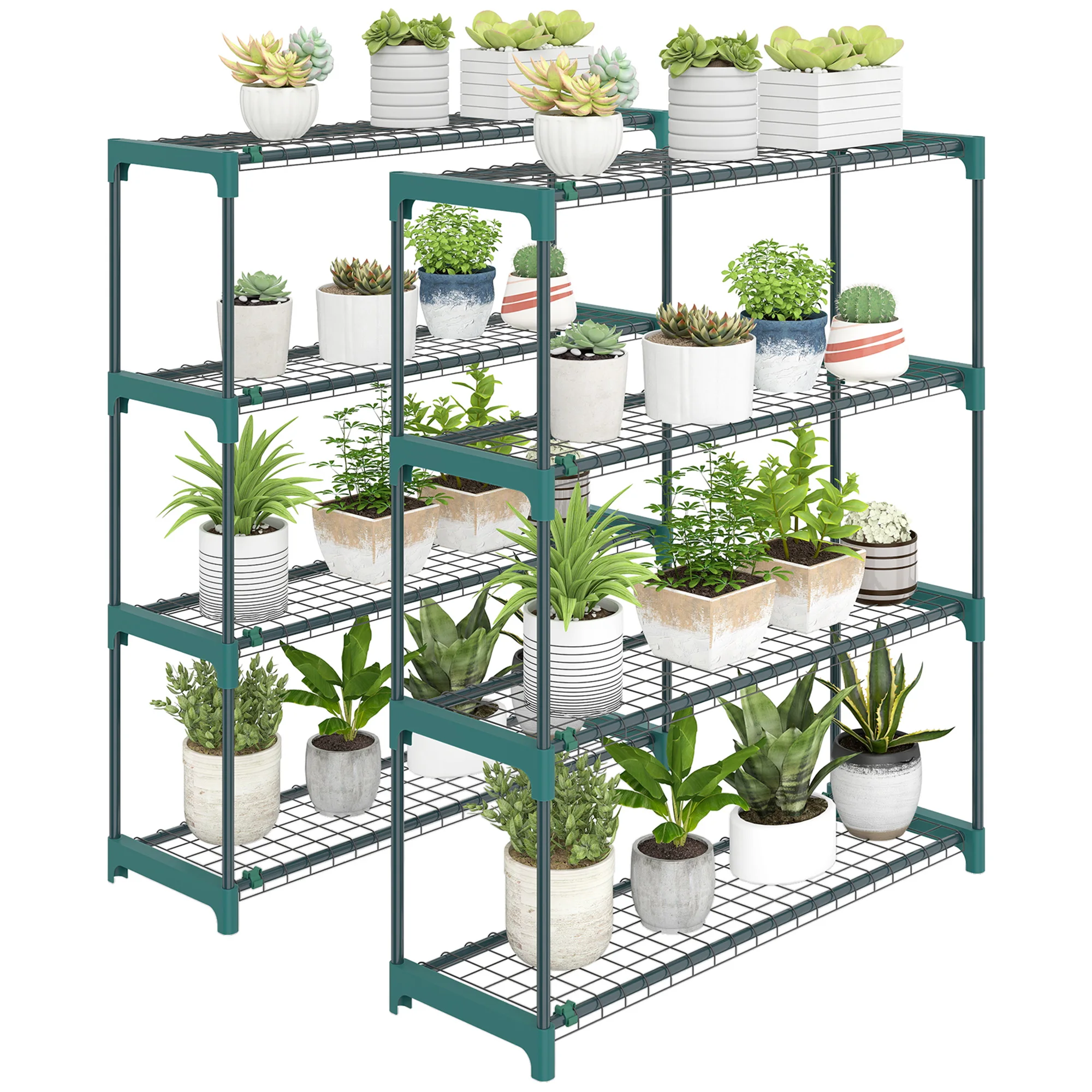 Outsunny Soportes para Plantas Outsunny Acero, Plástico Verde 90x28x104 cm