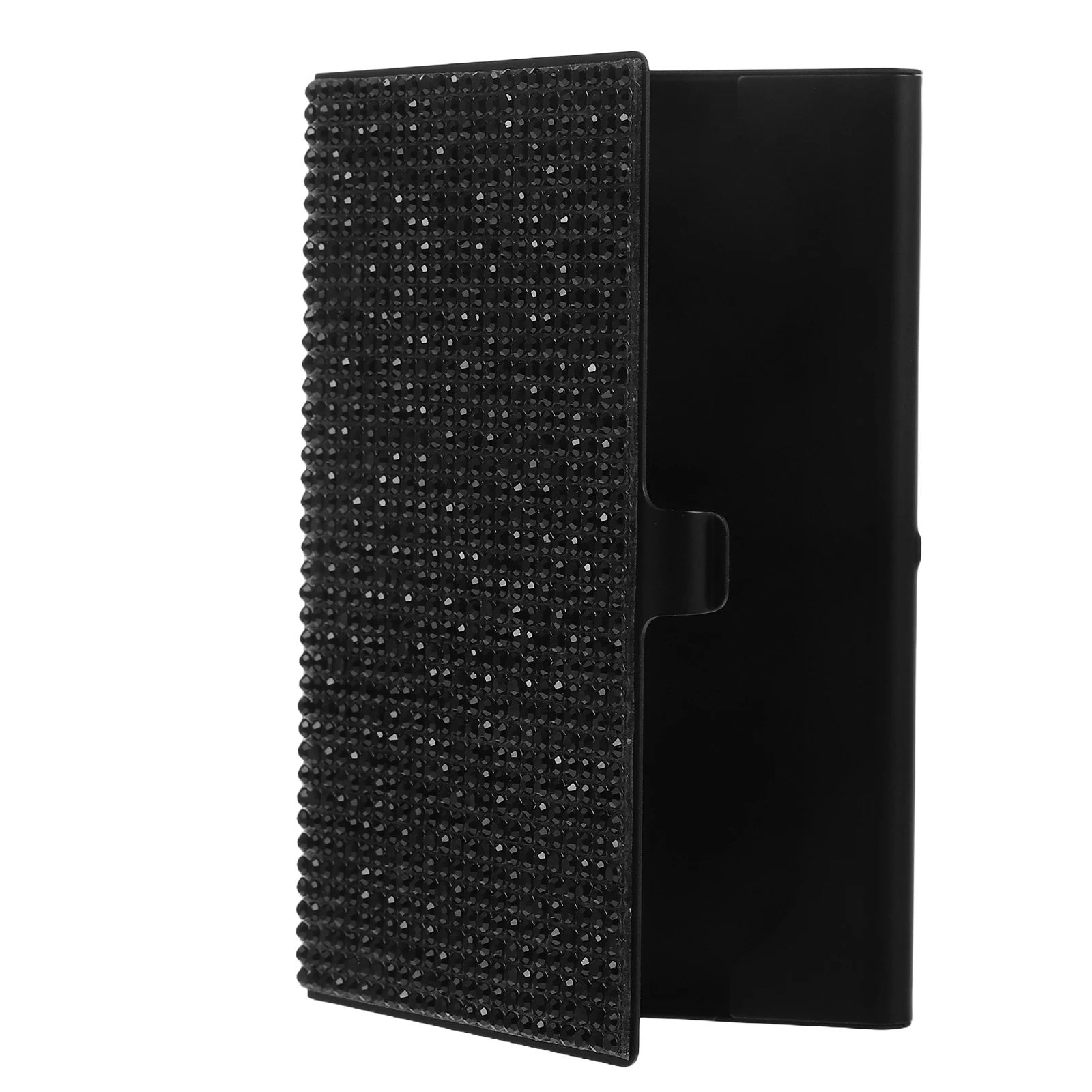 

Business Cards Case Holder with Crystal Paste Drill Wallet Stand Black for Women