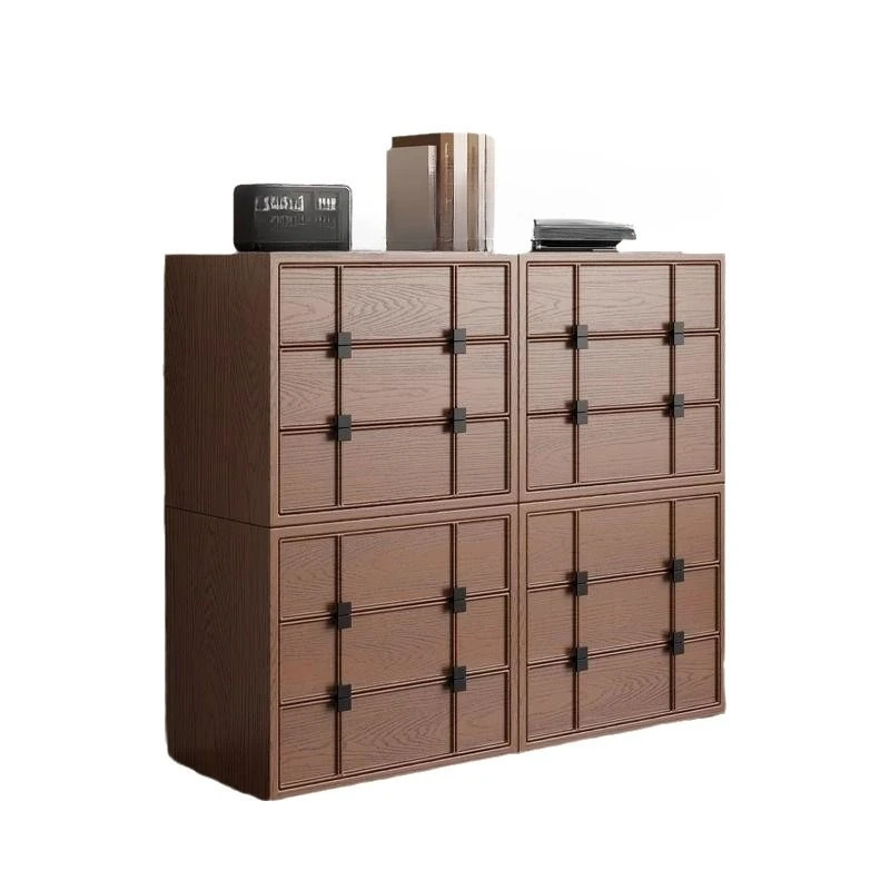 

Plate solid wood module cabinet medieval and modern simple bucket cabinet dining side storage bedside living room
