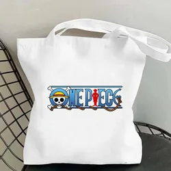 Bilibili One-L-Luffy-gear-5-P-Piece Women Shoulder Bags Casual Handbag Tote Bag Large Capacity Cotton Shopping Bag